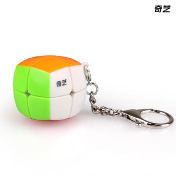 Qytoys  Mini 2x2x2 Pocket Stickerless cube Magic Keychain Cube Pendant Chain Key Ring Speed Puzzle Cubes Toys For Children